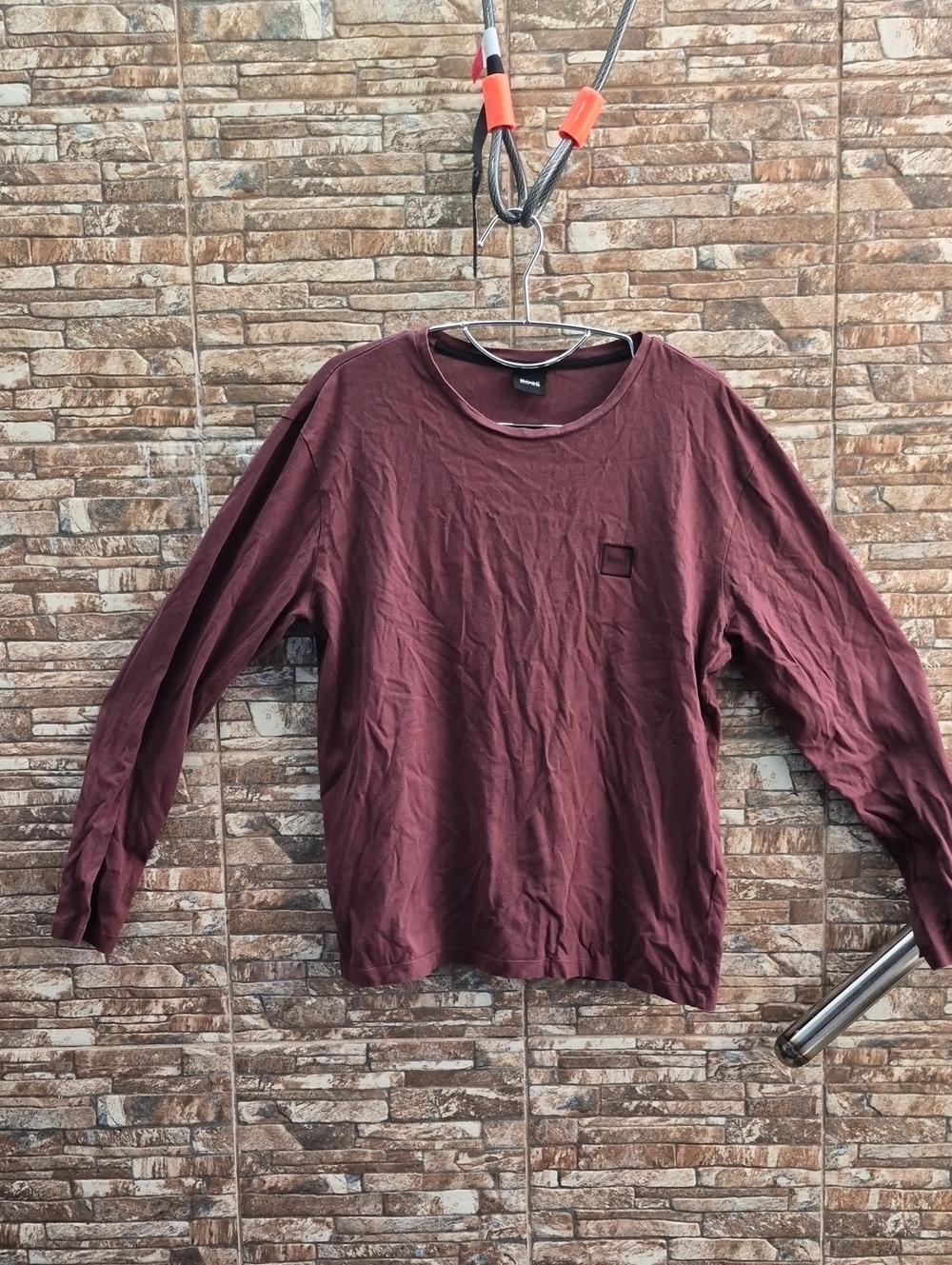 Hugo Boss Long Sleeve Crewneck Top - Burgundy